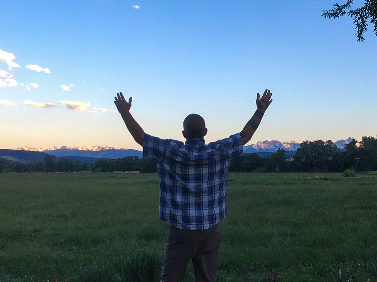 Taking in the mountain views at Calvary Ranch Colorado's live-in recovery facility